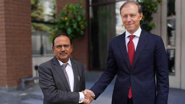NSA Ajit Doval Meets Russia’s First Deputy PM Denis Manturov in Moscow, Discusses Defence and Strategic Projects (See Pic)