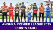 Andhra Premier League 2025 Points Table Updated With Net Run Rate: Check Latest Team Standings and Leaderboard of APL Season Four