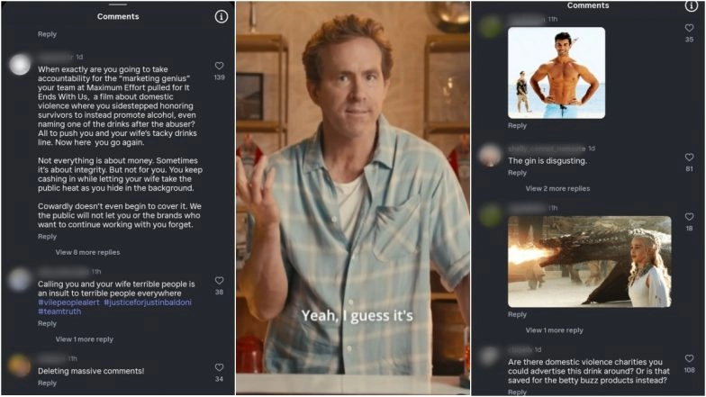 Is Ryan Reynolds Getting Cancelled? Netizens Flood &lsquo;Deadpool&rsquo; Actor and Wrexham Co-Owner&rsquo;s Aviation American Gin Instagram Post With Angry Comments Amid Blake Lively&ndash;Justin Baldoni Legal Drama