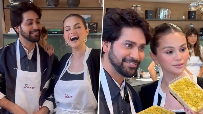 Ankush Bahuguna Meets Selena Gomez, 'Casually Bakes Tiramisu' With Rare Beauty Founder at Launch Event, Claims He Was the Only Indian Present (View Pics and Videos)
