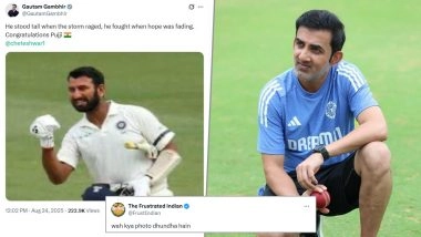 'Wah Kya Pic Dhunda Hain' Fans React As India Head Coach Gautam Gambhir Uses Low-Quality Picture to Congratulate Cheteshwar Pujara on His Retirement