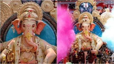 Colaba Cha Raja 2025 Photos and Videos: First Look of Colaba Cha Raja Ganpati Idol From Aagman Sohala Ceremony Go Viral Ahead of Ganeshotsav Festival (Watch)
