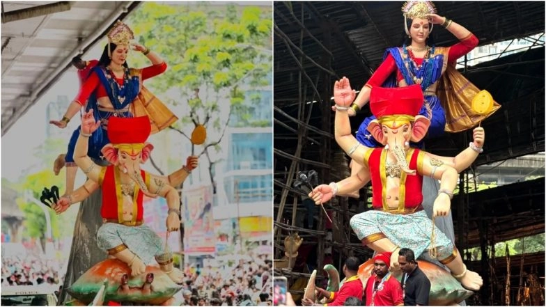Colaba Cha Vighnaharta 2025 Photos and Videos: View First Look of Ganpati Idol of Colaba Cha Vighnaharta Before Ganesh Chaturthi Festival
