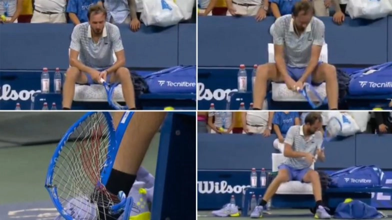 Angry Daniil Medvedev Smashes His Racquet Multiple Times, Destroys It Completely After Being Knocked Out of US Open 2025 With Loss to Benjamin Bonzi (Watch Video)