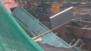 Delhi Wall Collapse: Road Caves In After Wall at Delhi Metro Underground Construction Site Near Vasant Kunj Collapses, Video Surfaces