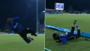 Fabian Allen Pulls Off Acrobatic Save To Deny Romario Shepherd a Six During Antigua and Barbuda Falcons vs Guyana Amazon Warriors CPL 2025 Match (Watch Video)