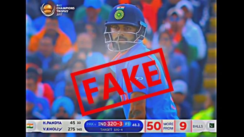 Fact Check: Did Virat Kohli Score 50 Runs in 9 Balls Against Pakistan in ICC Champions Trophy 2017? Here's the Truth As Video With Misleading Scorecard Goes Viral