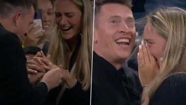 Marriage Proposal at US Open 2025! Fan Proposes to His Girlfriend During Aryna Sabalenka vs Leylah Fernandez Match at Louis Armstrong Stadium, Video Goes Viral
