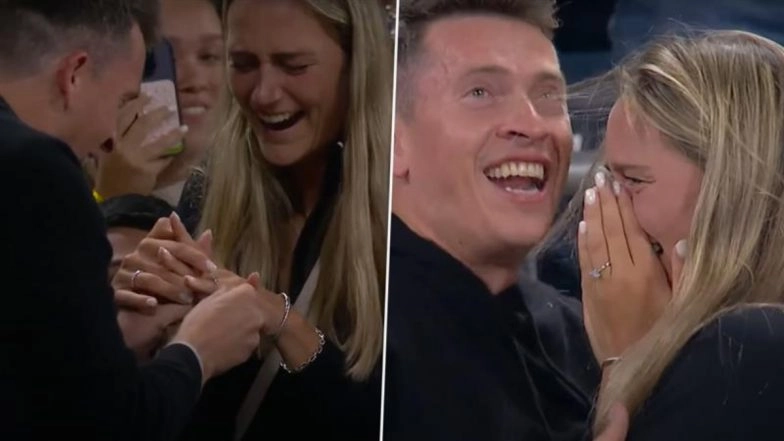 Marriage Proposal at US Open 2025! Fan Proposes to His Girlfriend During Aryna Sabalenka vs Leylah Fernandez Match at Louis Armstrong Stadium, Video Goes Viral