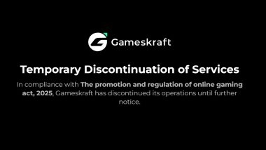 Online Gaming Bill 2025: GamesKraft to Not Legally Challenge India’s New Online Gaming Law, Discontinues Its Real-Money Gaming Services in India