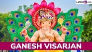 Ganpati Visarjan 2025 Wishes for 1.5 Days Ganesh Visarjan: Share Funny Slogans, Hinglish Sayings, Quotes and Images of Lord Ganesha With Family and Friends