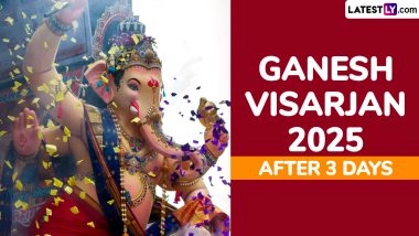 Ganesh Visarjan 2025 After 3 Days Date and Time: Can Ganpati Visarjan Be Done on 3rd Day? Know Muhurat Timings and Puja Rituals To Immerse Lord Ganesha Idol