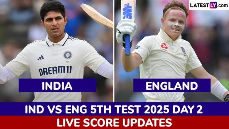 IND 75/2 in 18 Overs (Lead by 52 Runs) at Stumps | India vs England Highlights of 5th Test 2025 Day 2: Akash Deep Comes In As Night Watchman, India Finish Session Strongly