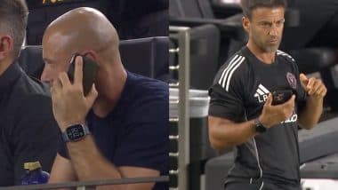 Head Coach Javier Mascherano Talks On Phone With  Assistant Coach Lucas Pagano From The Stands After Receiving Red Card During Inter Miami vs Tigers UANL Leagues Cup 2025 Quarter-Final (Watch Video)