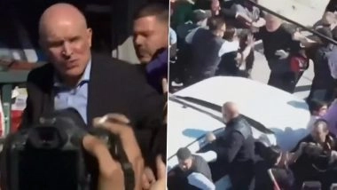 Javier Milei Attacked: Argentina's President Evacuated From Election Campaign Event in Buenos Aires As Crowd Throws Stones at Him (Watch Video)