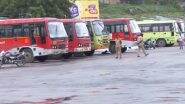 Karnataka Bus Strike: Indefinite Strike by RTC Staffers, Bus Services Disrupted Across State (Watch Videos)