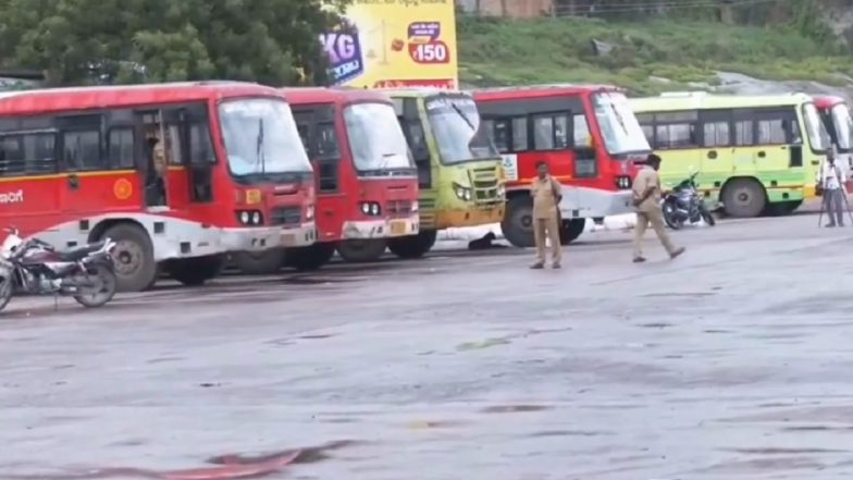 Karnataka Bus Strike: Indefinite Strike by RTC Staffers, Bus Services Disrupted Across State (Watch Videos)