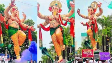 Khetwadi Cha Maharaja 2025 First Look Photos and Videos: Watch Live Streaming Khetwadi Cha Maharaja Ganpati Aagman Sohala Before Ganeshotsav