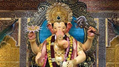 Lalbaugcha Raja 2025 First Look Live Streaming Online: Lalbaugcha Raja Ganesh Idol Mukh Darshan Live Telecast for Ganeshotsav, Here’s How You Can Watch Aagman Sohala Celebrations From Mumbai