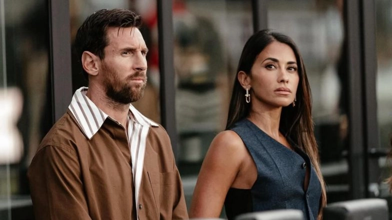 Injured Lionel Messi Attends Inter Miami vs Pumas UNAM Leagues Cup 2025 Match Alongside Wife Antonela Roccuzzo (Watch Video)