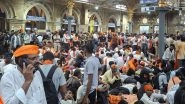 Maratha Quota Protest in Mumbai: Maratha Reservation March Causes Rush at CSMT; Authorities Alerted To Manage Situation, Train Services Slightly Delayed (See Pics)