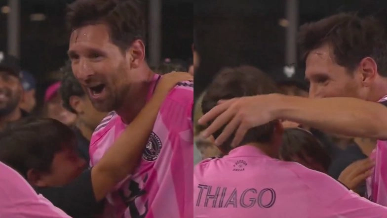 Lionel Messi Hugs His Kids After Scoring Winner For Inter Miami In Leagues Cup 2025 Semi-Final Against Orlando City (Watch Video)