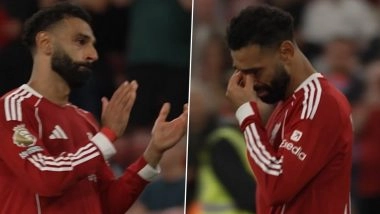 Mohamed Salah Breaks Down in Tears As Fans Chant for Diogo Jota at Anfield After Liverpool vs Bournemouth English Premier League 2025–26 Match (Watch Video)