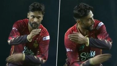Mohammed Amir Performs Viral 'Aura Farming' Celebration Of Indonesian Kid Rayyan Arkan Dhika After Dismissing Rahkeem Cornwall During SLK vs TKR CPL 2025 Match (Watch Video)