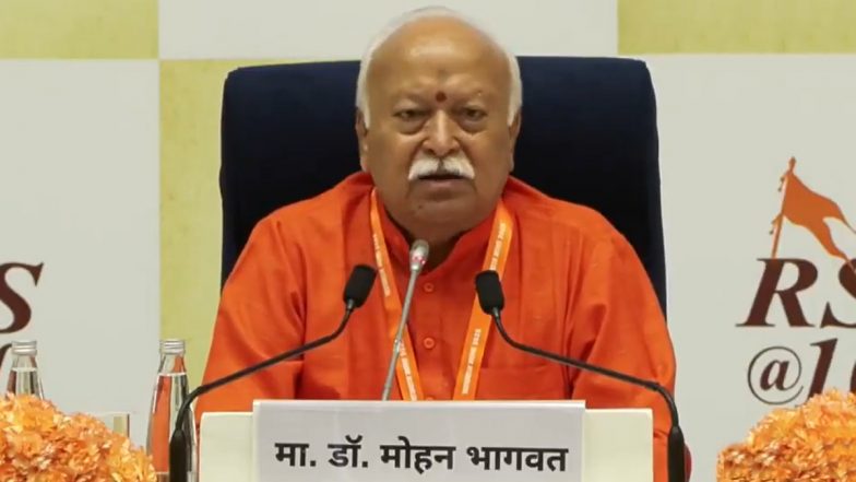 'RSS Is Not a Political Organisation': Mohan Bhagwat Says Ram Janmabhoomi and Article 370 Are Issues of National Unity, Not Politics (Watch Video)