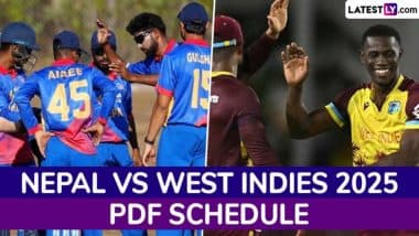 Nepal vs West Indies 2025 Full Schedule, Free PDF Download Online: Get NEP vs WI T20I Fixtures, Time Table and Match Timings in IST