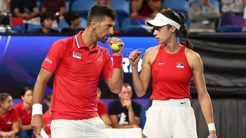 Novak Djokovic and Olga Danilovic vs Daniil Medvedev and Mirra Andreeva, US Open 2025 Live Streaming Online: Get Live Telecast of Mixed Doubles Round of 16 Tennis Match in India