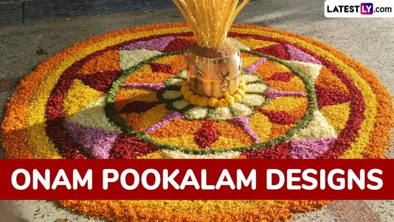 Onam 2025 Pookalam Designs: Easy and Trendy Pookalam Drawing With Beautiful Flowers To Celebrate Kerala’s Harvest Festival (Watch Videos)