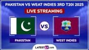 Pakistan vs West Indies Live Streaming Online, 3rd T20I 2025: How To Watch PAK vs WI Cricket Match Free Live Telecast on TV?
