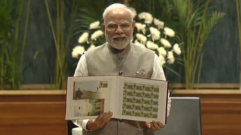 PM Narendra Modi Releases Commemorative Stamp Dedicated to Acclaimed Indian Geneticist Professor MS Swaminathan on Latter’s Birth Centenary (Watch Video)