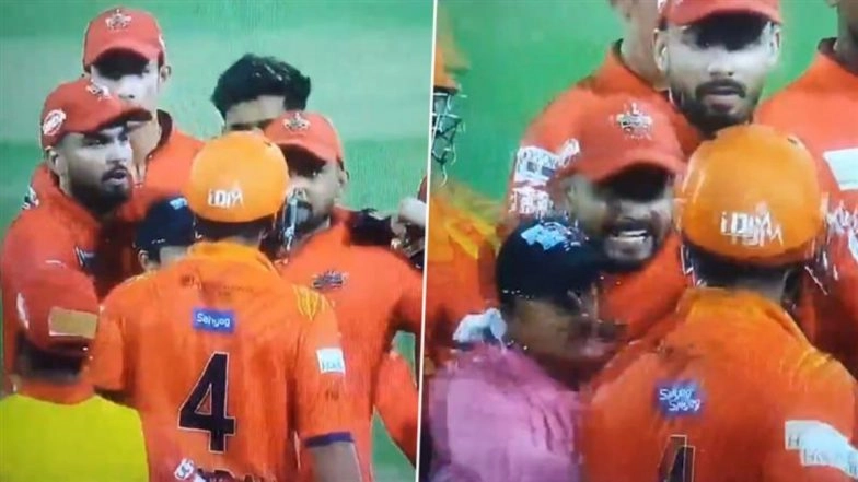 Tensions Flare as West Delhi Lions' Krish Yadav Engages in On-Field Spat With South Delhi Superstarz's Aman Bharti and Sumit Mathur During DPL T20 2025 Eliminator (Watch Video)