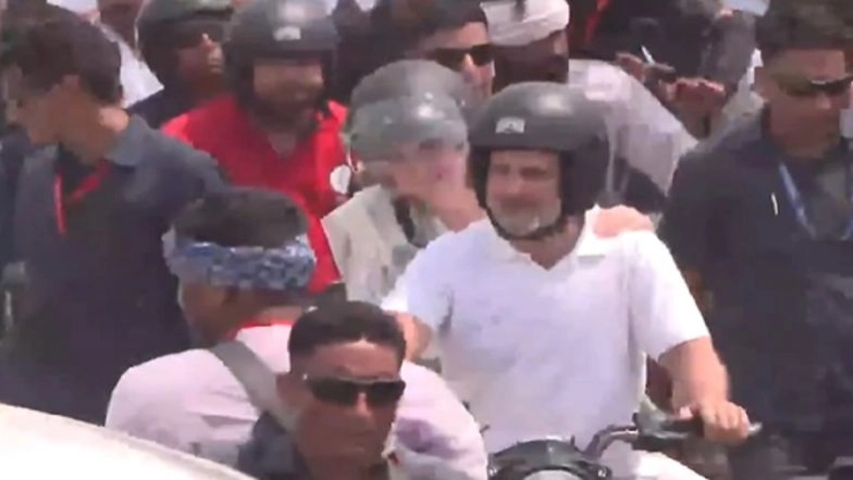 Priyanka Gandhi Rides Pillion With Brother Rahul Gandhi During Voter Adhikar Yatra in Bihar's Darbhanga, Video Surfaces