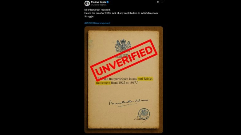 Know Truth About Viral Image Claiming RSS's Lack of Contribution to India's Freedom Struggle