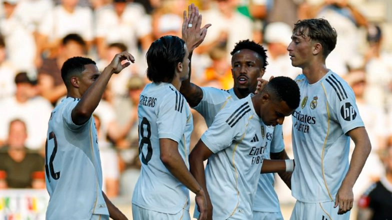 WSG Tirol vs Real Madrid Result: Kylian Mbappe Scores Brace, Eder Militao, Rodrygo on Target As Los Blancos Register Comfortable 4–0 Win in Pre-Season Club Friendly (Watch Goal Video Highlights)