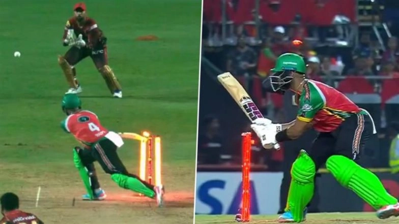 Shai Hope Dismissed Hit Wicket As He Attempts Bizarre Reverse Ramp Shot Against Wide Delivery During Trinbago Knight Riders vs Guyana Amazon Warriors CPL 2025 Match (Watch Video)