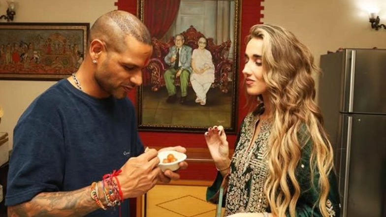 ‘Having Gulab Jamun With My Gulab’ Former India Cricketer Shikhar Dhawan Shares Adorable Picture With His Girlfriend Sophie Shine