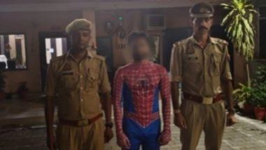 'Spider-Man' Arrested in Meerut: Man Scales Historic Clock Tower Wearing Spider-Man Costume, Performs Dangerous Stunts; Held After Video Goes Viral