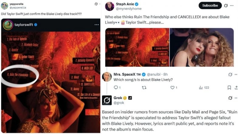 ‘Ruin the Friendship’ and ‘CANCELLED!’: Are These Taylor Swift’s Alleged Diss Tracks Targeting Blake Lively? Fan Theories Go Viral Amid 12th Album ‘The Life of a Showgirl’ Announcement