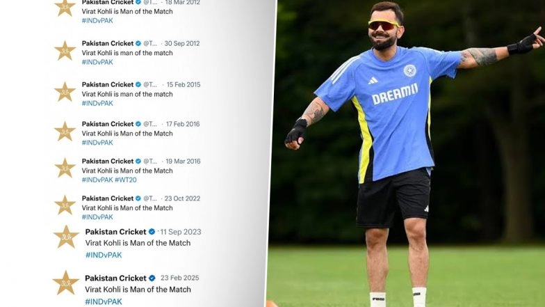 'Virat Kohli is Man of the Match' Viral Screenshot of PCB's X Handle Shows Star Indian Batsman's Amazing Consistent Dominance Over Pakistan Ahead of Asia Cup 2025