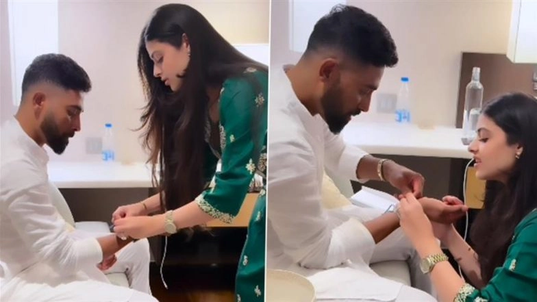 Asha Bhosle's Granddaughter Zanai Bhosle Ties Rakhi to Mohammed Siraj on Raksha Bandhan 2025, Shuts Down Dating Rumours (Watch Video)