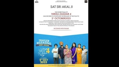 ‘Nikka Zaildar 4’ Release Date Postponed: Ammy Virk and Sonam Bajwa’s Film To Arrive on October 2, 2025, Amid Punjab Floods (View Post)