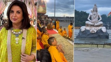 Farah Khan Attends Mesmerising Ganga Aarti in Rishikesh, Thanks Swami Ramdev for Warm Welcome (Watch Video)