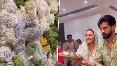 Ganesh Chaturthi 2025: Sonakshi Sinha and Zaheer Iqbal Offer Prayers at Salman Khan’s Residence (Watch Video)