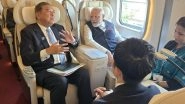 Japan: PM Narendra Modi Reaches Sendai With Japanese Counterpart Shigeru Ishiba on Shinkansen Bullet Train, Will Visit Key Semiconductor Facility
