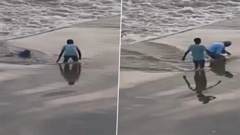 Yavatmal: Elderly Man Swept Away by Strong River Current After Losing Balance in Maharashtra, Video Surfaces