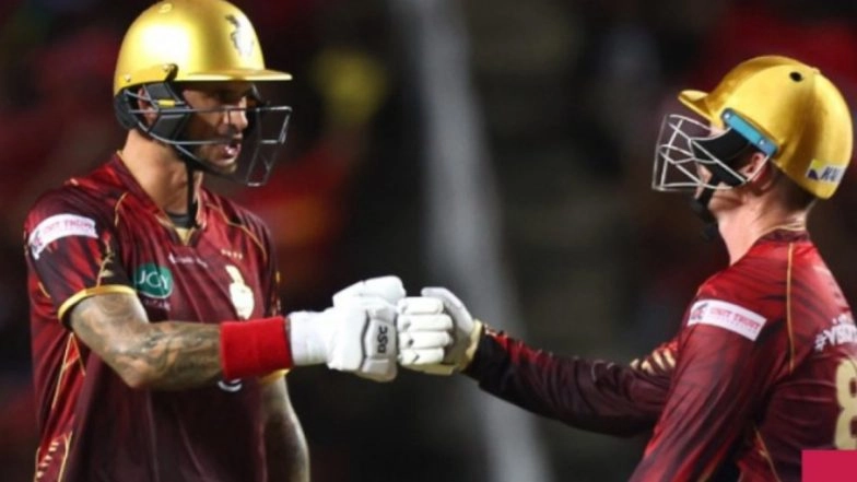 Trinbago Knight Riders Beat Guyana Amazon Warriors by Six Wickets in CPL 2025-26; Alex Hales, Colin Munro Shine As TKR Claim Top Spot in Standings
